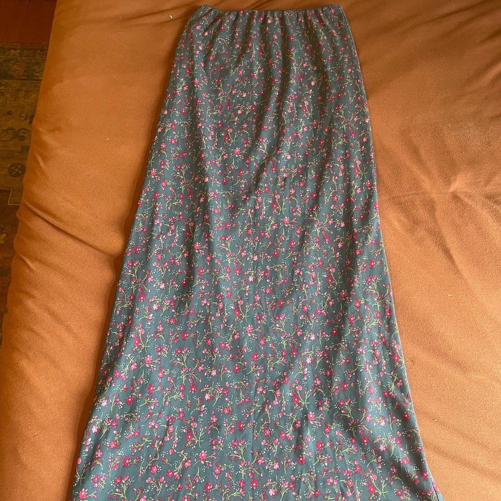 Wild Fable Blue Pink Floral Maxi Skirt